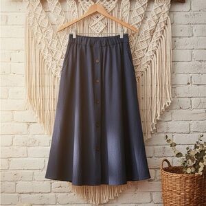Chic Navy A-Line Button Skirt